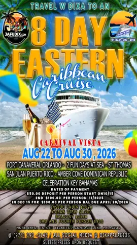 TRAVEL W DIXA TO AN 8 DAYS EASTERN CARIBBEAN CRUISE